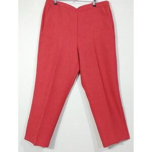 Aldred Dunner Coral Red Sz 12 Cropped Trousers Womens  Pants Straight Leg Lq